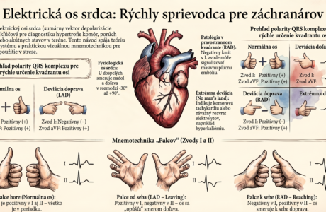 Určenie elektrickej osi srdca pomocou hexaxiálneho systému a končatinových zvodov EKG